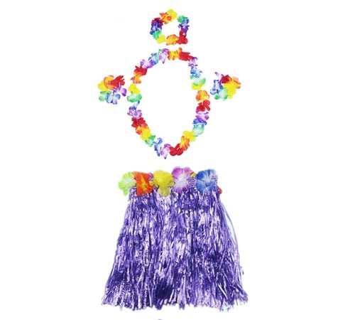 Luau Aloha Hawaii  Kolye Etek Taç ve Bileklik Seti Mor