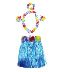 Luau Aloha Hawaii Partisi  Etek Taç ve Bileklik Seti Mavi