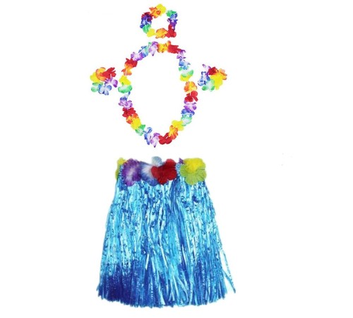 Luau Aloha Hawaii Partisi  Etek Taç ve Bileklik Seti Mavi