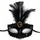 Lüks Siyah Tüylü Taşlı Balo Maskesi