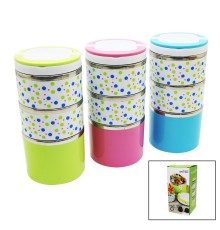 ÇİÇEKLİ 3LÜ SEFER TASI - SAKLAMA KABI RENKLİ 1.26LT