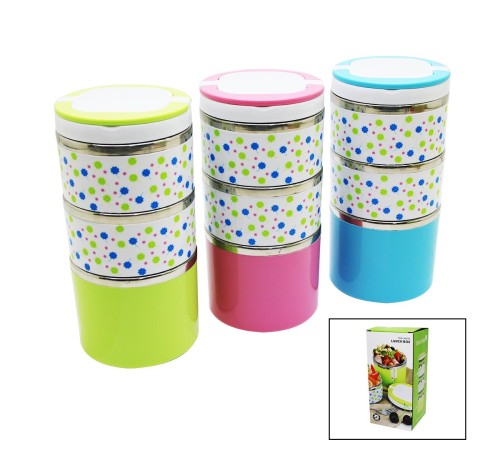 ÇİÇEKLİ 3LÜ SEFER TASI - SAKLAMA KABI RENKLİ 1.26LT