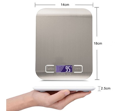 Lüx Dijital Mutfak Terazisi 5 Kg 1 Gr Hassas Paslanmaz Çelik + Pil