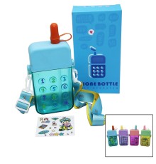 MATARA TELEFON MODELİ RENKLİ MİKA KRİSTAL SULUK MATARA PİPETLİ VİDALI KAPAK ASKILI 300ML