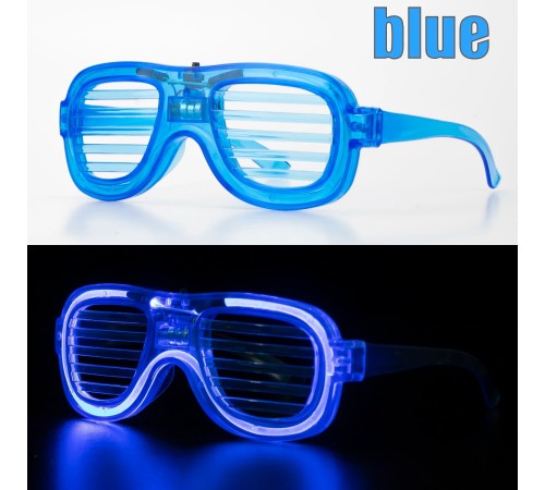 Mavi Led Işıklı Parti Gözlüğü - Neon Glow Şerit Gözlük 3 Modlu