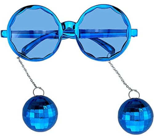 Mavi Renk Disko Toplu Küpeli Parlak Yılbaşı Parti Gözlüğü
