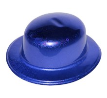 Mavi Renk Hologramlı Plastik Yuvarlak Melon 27x24 cm