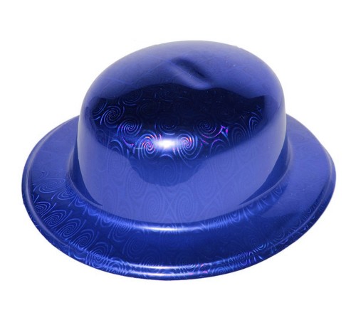 Mavi Renk Hologramlı Plastik Yuvarlak Melon 27x24 cm