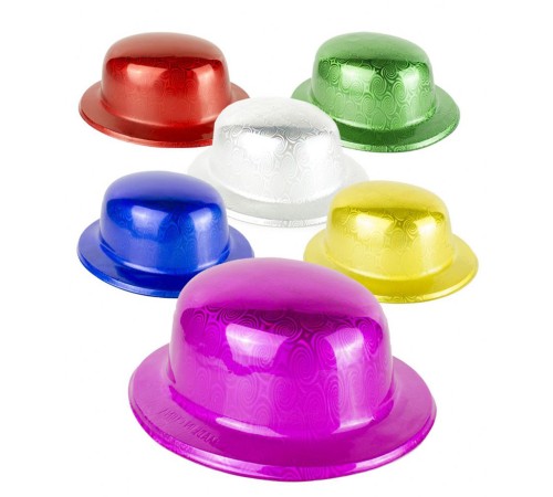 Mavi Renk Hologramlı Plastik Yuvarlak Melon 27x24 cm