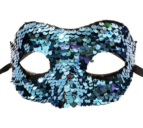 Mavi Renk Payetli Pullu Parti Maskesi Balo Venedik