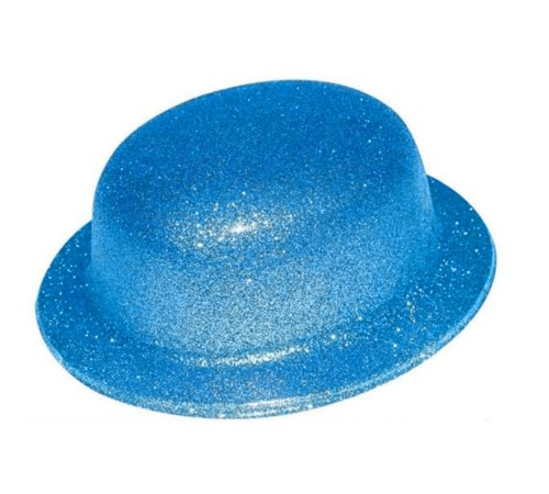 Mavi Renk Simli Melon Yuvarlak Parti Şapkası 24x26 cm