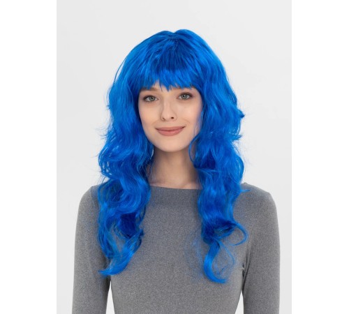 Mavi Renk Uzun Dalgalı Parti Peruğu