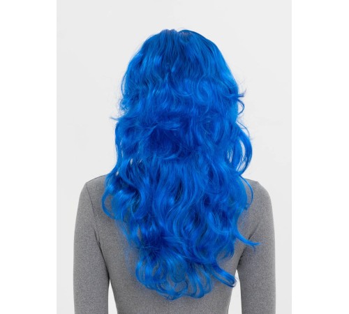 Mavi Renk Uzun Dalgalı Parti Peruğu