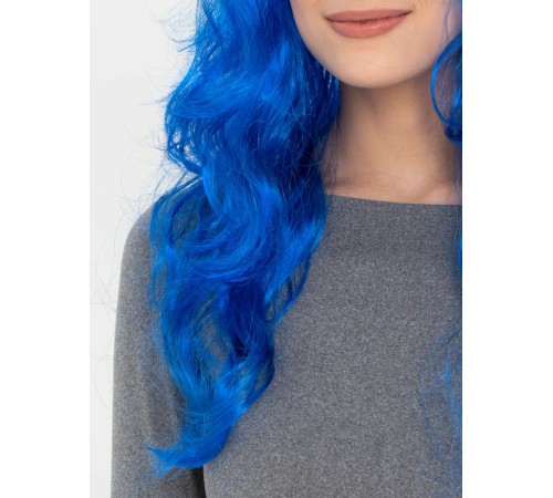 Mavi Renk Uzun Dalgalı Parti Peruğu
