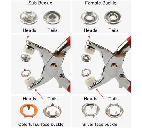 Metal Çıtçıtlı Düğme Pensesi ve Düğmesi (25 Set)