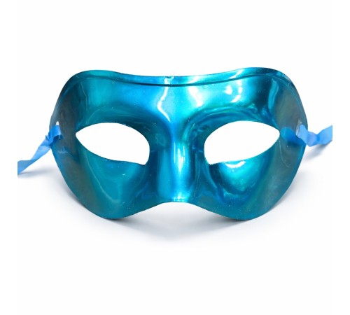 Metalize Parlak Parti Maskesi Turkuaz Mavi Renk 16x7 cm