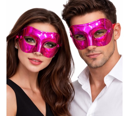 Metalize Parlak Parti Maskesi Pembe Renk 16x7 cm