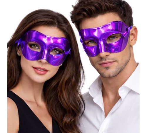 Metalize Parlak Parti Maskesi Mor Renk 16x7 cm
