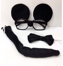 Mickey Mouse Gözlüğü Papyonu Kuyruğu Seti