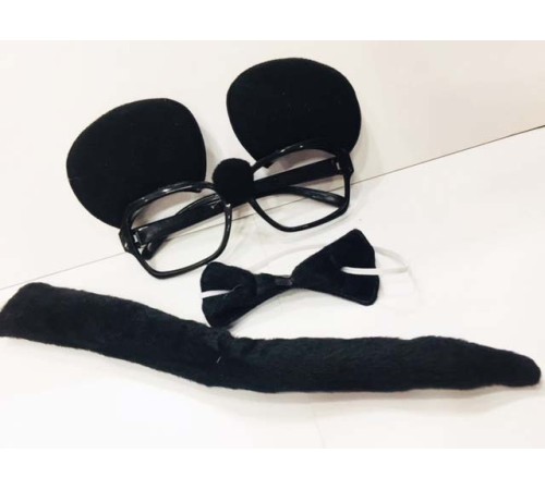 Mickey Mouse Gözlüğü Papyonu Kuyruğu Seti