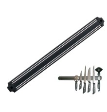 Mıknatıslı Bıçak Tutucu Stand - 38 cm - Siyah - Paslanmaz Çelik - Mutfak Düzeni - Güvenli Bıçak Saklama - Tezgâh Düzeni - Modern Tasarım