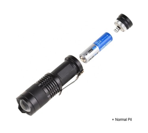 Mini Güçlü Şarjlı Pilli EL Feneri Wt-304