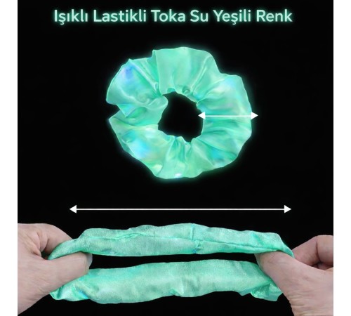 Mint Yeşili Renk Led Işıklı Lastikli Saç Tokası - 3 Modlu Festival & Parti Saç Tokası