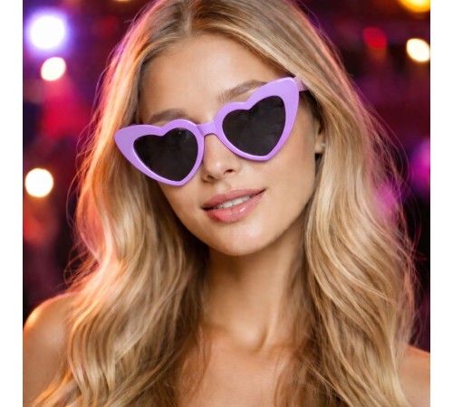 Mor Lila Retro Kalp Gözlük – 80’ler 90’lar Stil Parti Gözlüğü