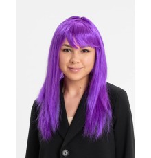 Mor Renk Düz Kesim Uzun Parti Peruğu Takma Saç