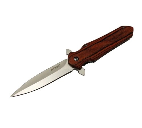 Mtech 4-11 Kahverengi Kamp Çakı 21cm- Yarı Otomatik, Kemerlikli, Ahşap Sap