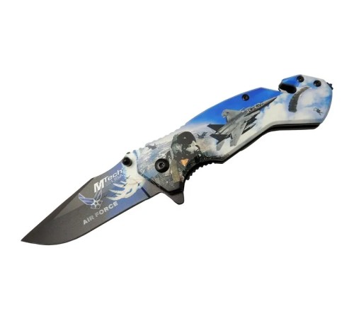 Mtech 4 23 4 Air Force Kurtarma / Kamp Çakı 20cm - Yarı Otomatik, Kemerlikli, Cam Kırma Ve İp Kesme Aparatlı