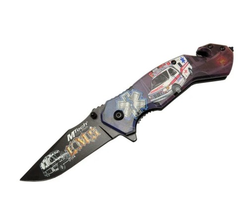 Mtech 4 23 5 İlkyardım Kurtarma / Kamp Çakı 20cm - Yarı Otomatik, Kemerlikli, Cam Kırma Ve İp Kesme Aparatlı