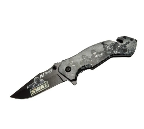 Mtech 4 23 6 Swat Kurtarma / Kamp Çakı 20cm - Yarı Otomatik, Kemerlikli, Cam Kırma Ve İp Kesme Aparatlı