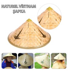 Naturel Renk Cambodia Kamboçyalı Vietnam Şapkası PVC Hasır