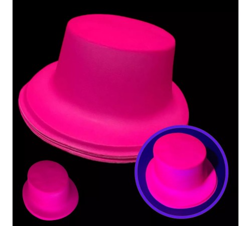 Neon Partisi Pembe Renk Plastik Fötr Şapka