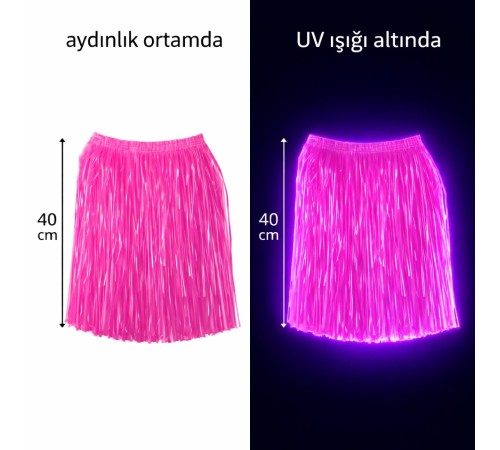 Neon Pembe Hawaii Parti Eteği 40 cm