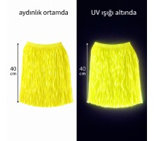 Neon Sarı Hawaii Parti Eteği 40 cm