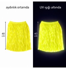 Neon Sarı Hawaii Parti Eteği 40 cm