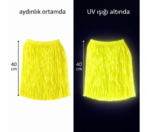 Neon Sarı Hawaii Parti Eteği 40 cm