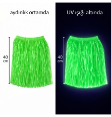 Neon Yeşil Hawaii Parti Eteği 40 cm