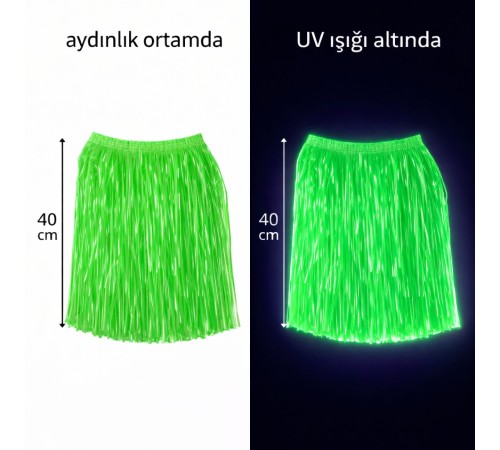 Neon Yeşil Hawaii Parti Eteği 40 cm