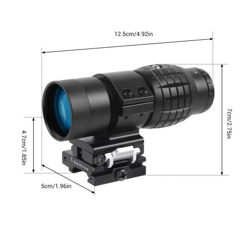 Nikula Magnifier 3x Yakınlaştırmalı Dürbün - 22mm Ray Uyumlu, Katlanır Yaylı Ayaklı