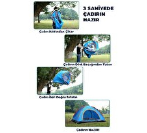 Otomatik Havada Açılan Su Geçirmez Çadır 4 Kişilik