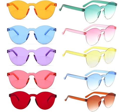 Oval Şekilli Çerçevesiz Parti Gözlüğü 6 Renk 6 Adet