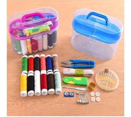 Özel Kutulu 40 Parça Mini Dikiş Seti Iğne Iplik Balıkçı Makas Mezura Yüzük