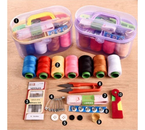 Özel Kutulu 40 Parça Mini Dikiş Seti Iğne Iplik Balıkçı Makas Mezura Yüzük