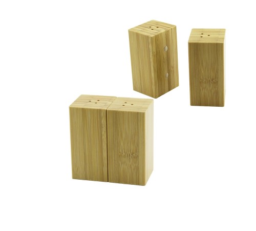 BAHARATLIK TUZLUK 4.5X5CM Y:9CM 2Parça MIKNATISLI İKİZ AHŞAP BAMBU  BAHARATLIK TUZLUK