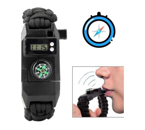 Paracord Dijital Saat Düdük Hayatta Kalma Kamp Bilekliği