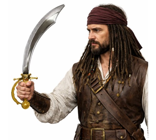 Parlak Metal Görünümlü Plastik Korsan Kılıcı 45 cm