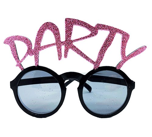 Party Yazılı Simli Pembe Renk Parti Gözlüğü 15x7 cm